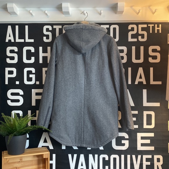 WINTER IS HERE!!! Wool Jacket with Hood, Grey Marle, Small BNWT - Picture 6 of 9